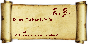 Rusz Zakariás névjegykártya
